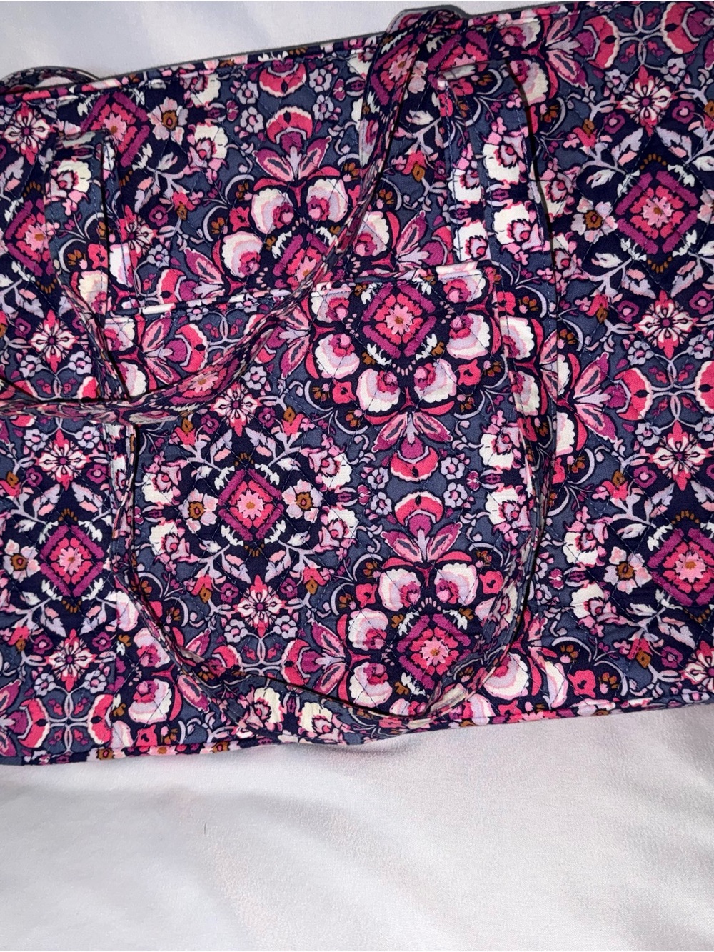 Vera Bradley Quilted Tote in Pink and Navy Floral Print